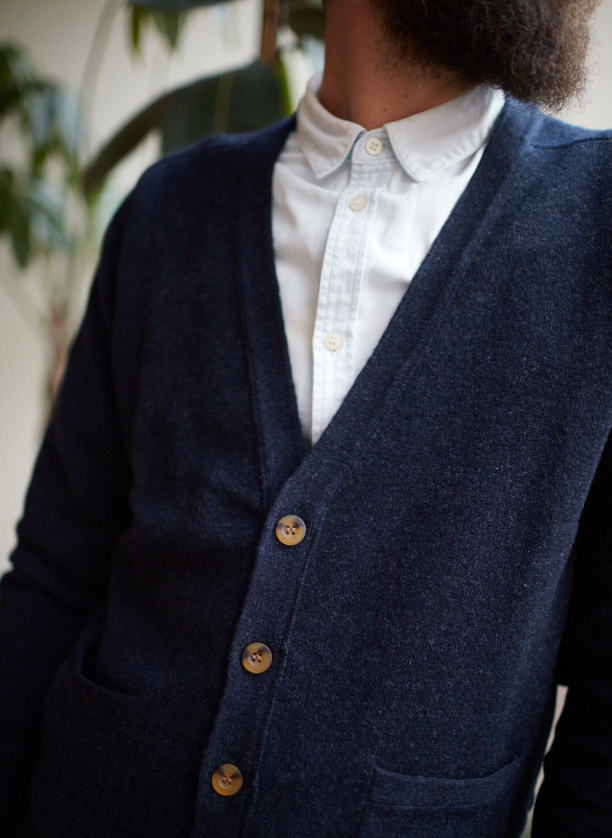 Lambswool men buttoned cardigan
