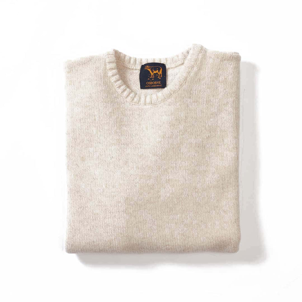 Lambswool molted crew neck - Ecru clay