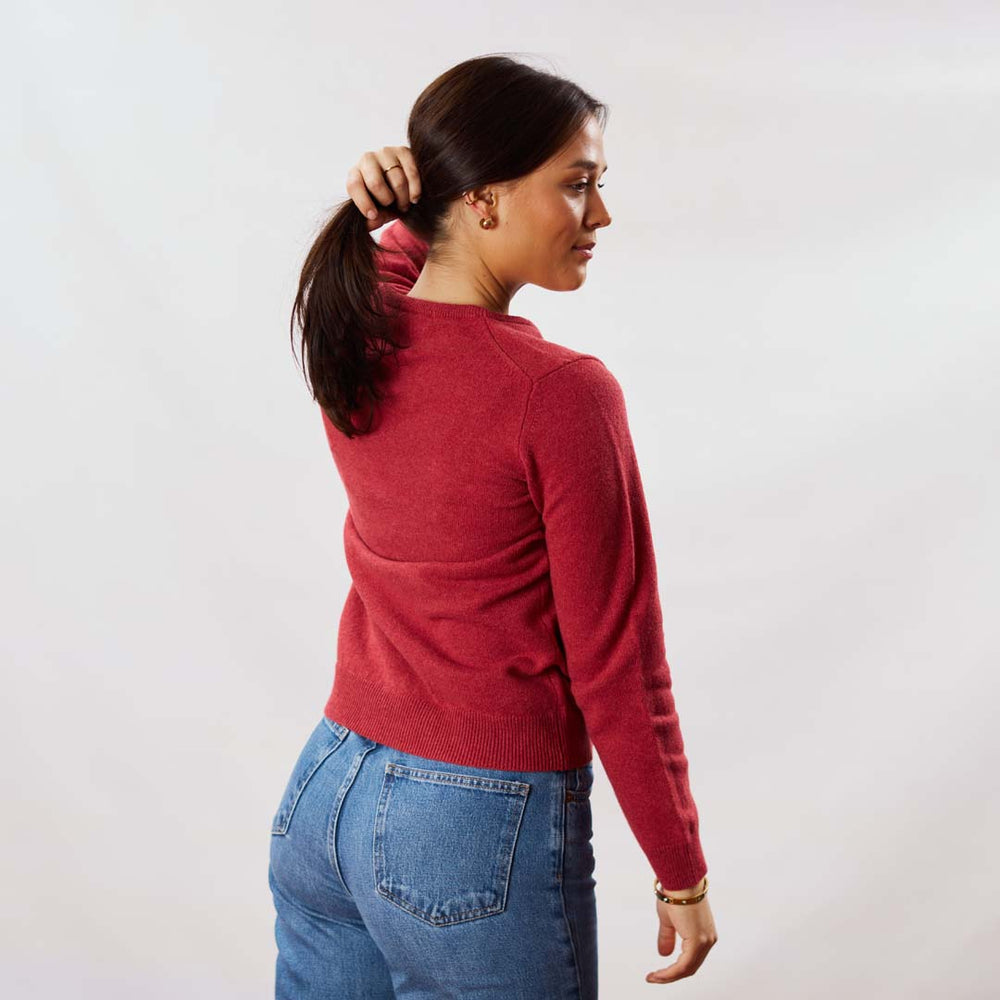 Lana d'agnello collo a V donne - Rouge