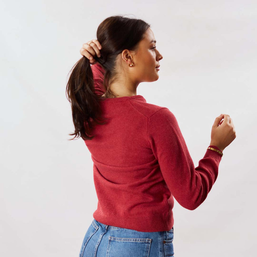 Lana d'agnello collo a V donne - Rouge