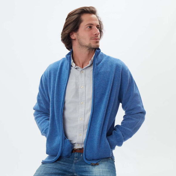 Lana d'agnello cardigan con zip - River