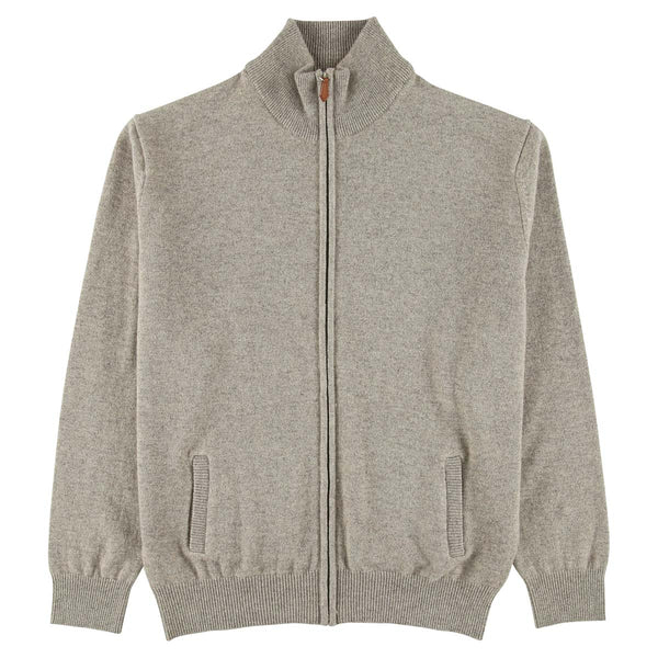 Lana d'agnello cardigan con zip - Tawny