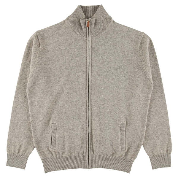 Lana d'agnello cardigan con zip - Tawny