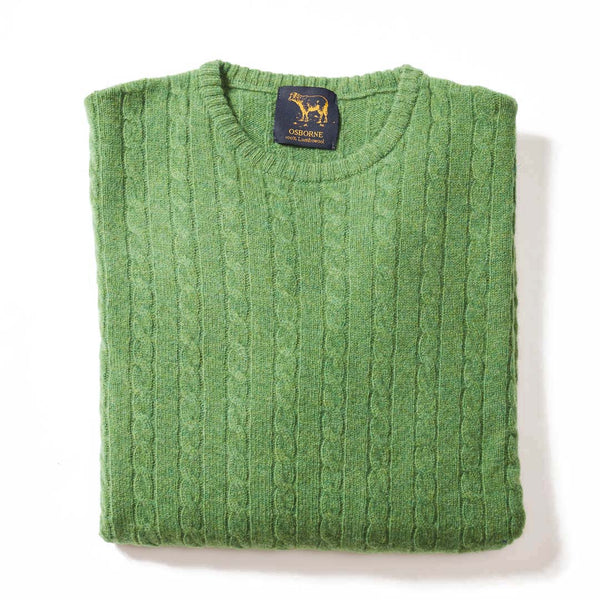 Lambswool small cable crew neck - Watercress