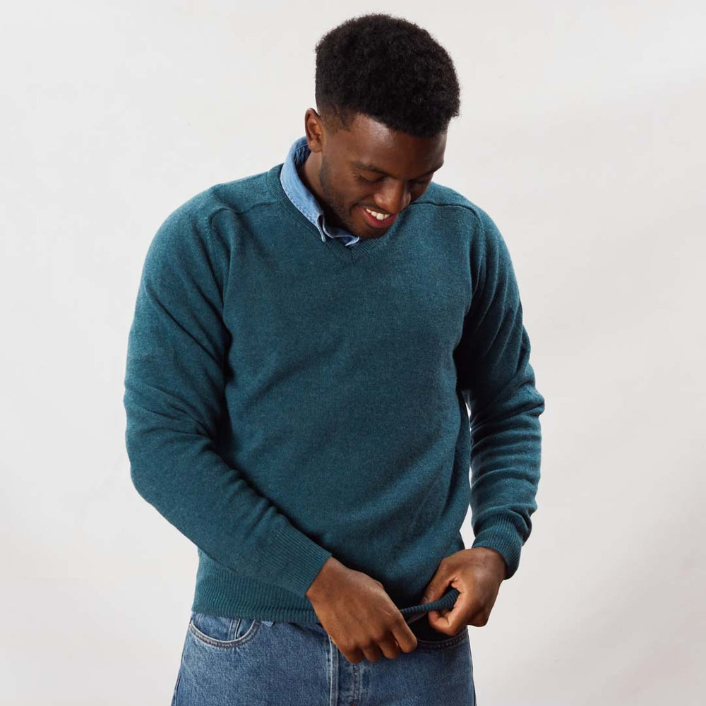 Lambswool V-neck - Mallard