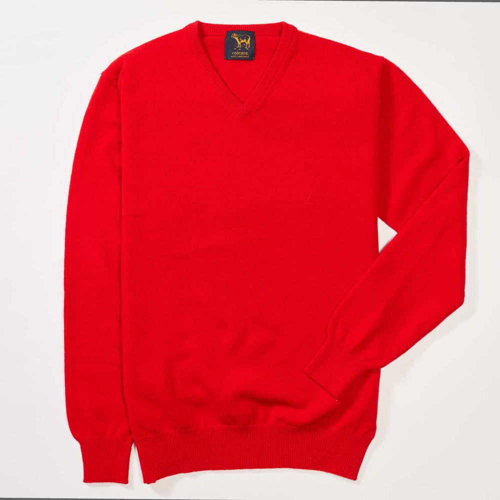 Lana d'agnello collo a V - Tartan Scarlet