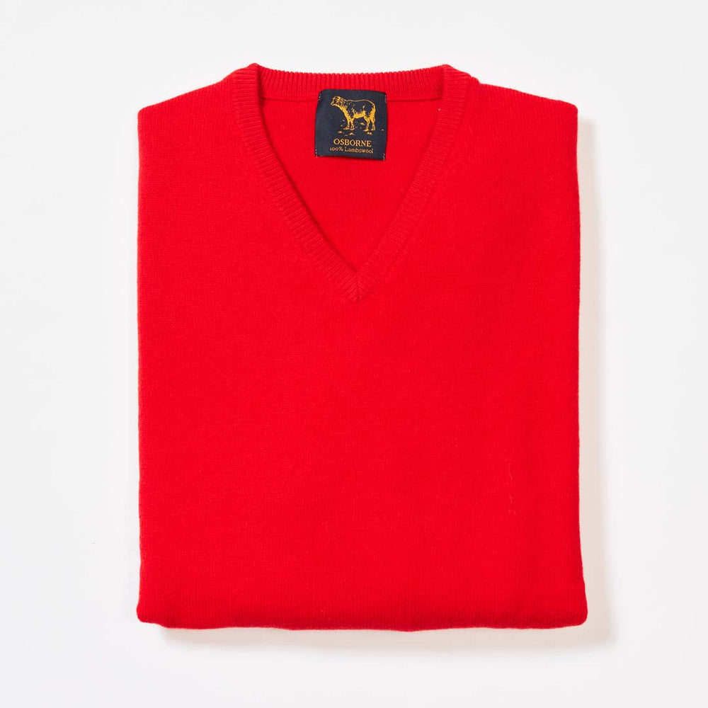 Lana d'agnello collo a V - Tartan Scarlet