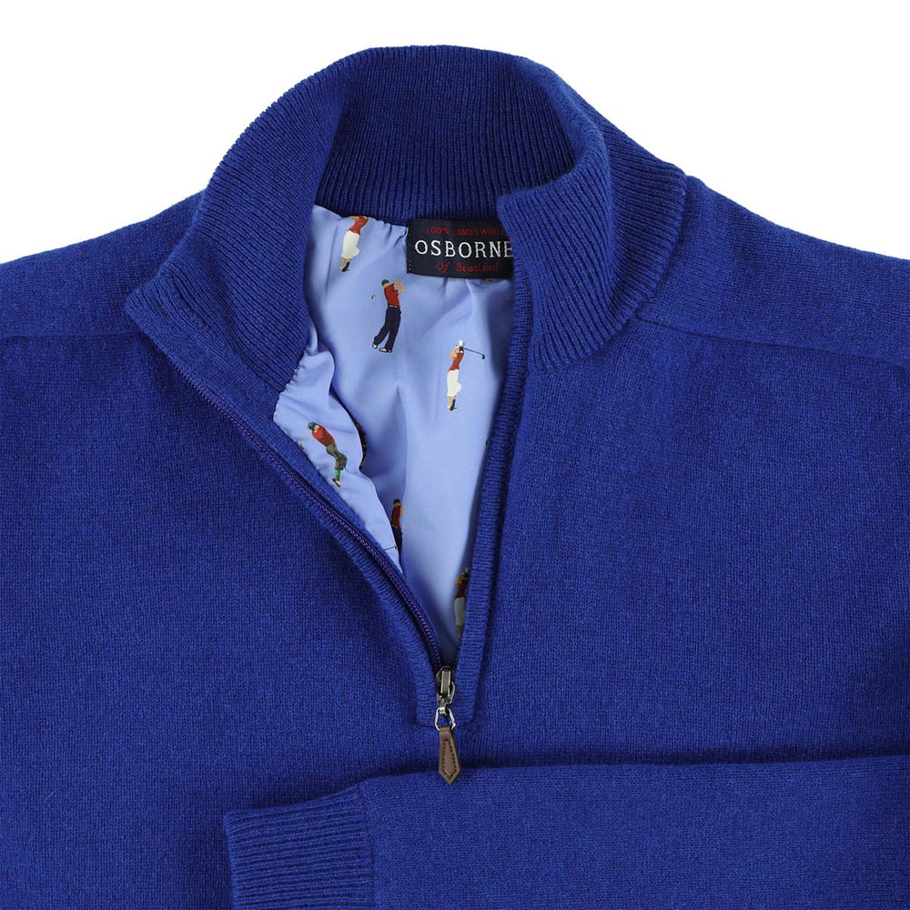 Lambswool windstopper quarter zip - Sapphire - Golf lining