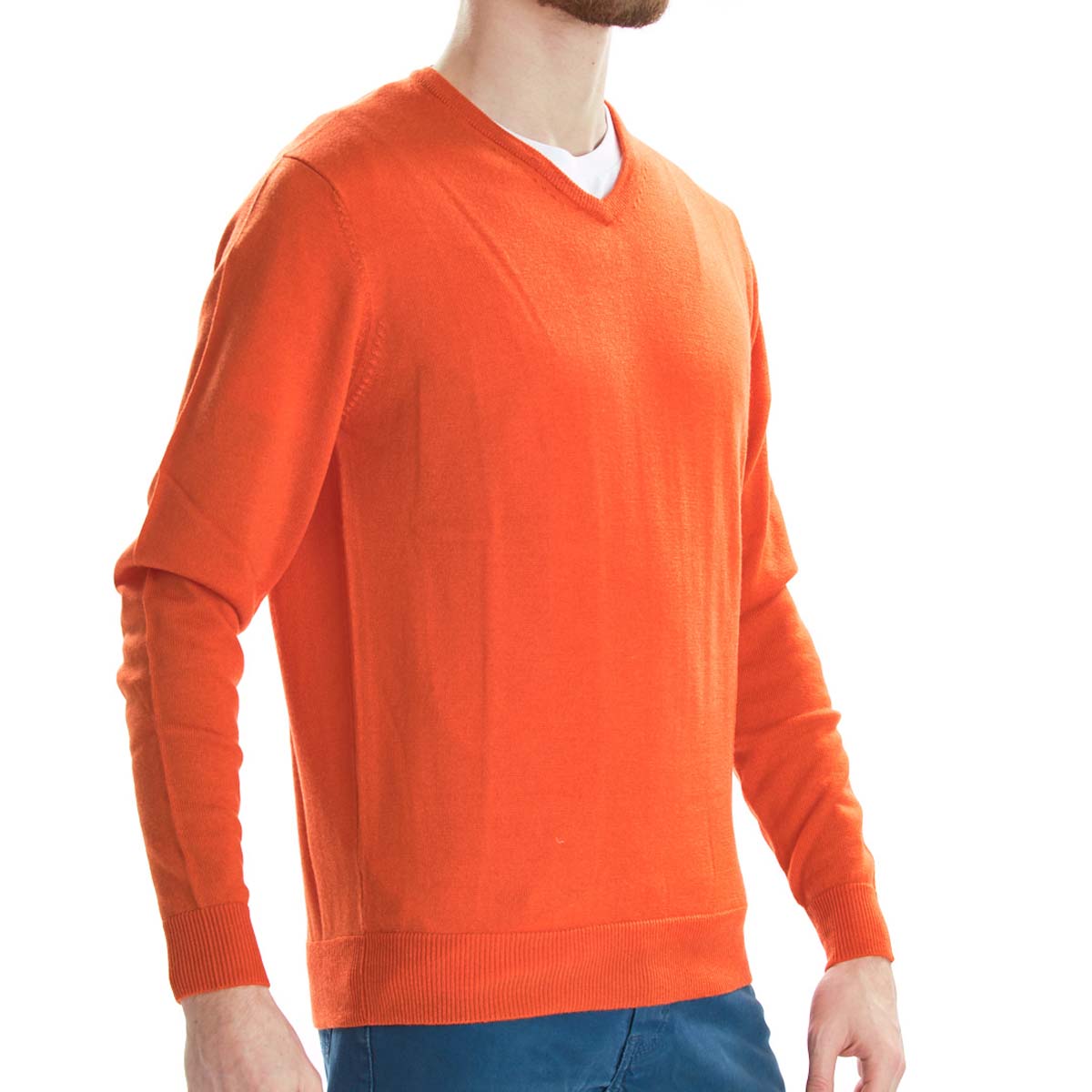 Merino V-neck - Orange – Osborne Knitwear