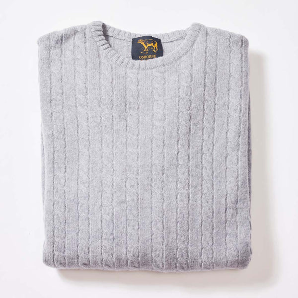 Lambswool small cable crew neck - Seal