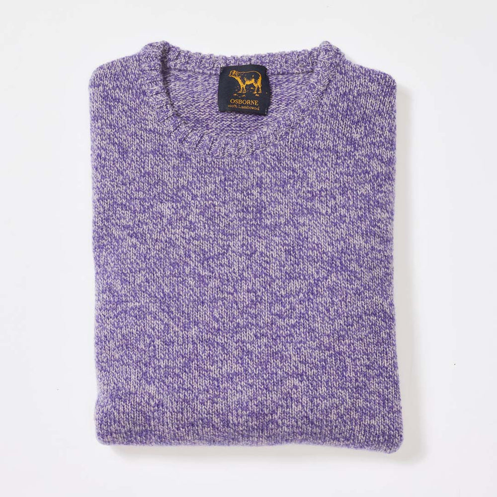Lambswool molted crew neck - Heliotrope/Light Grey