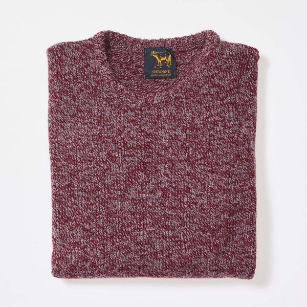 Lambswool molted crew neck - Bordeaux/Grey Mix