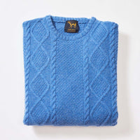 Lambswool large cable crew neck - River