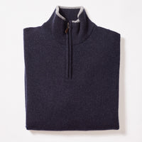 Lana d'agnello zip a un quarto - Indigo Melange/Grey Mix
