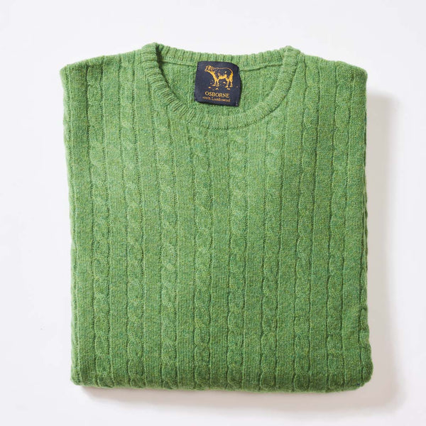 Lambswool small cable crew neck - Watercress