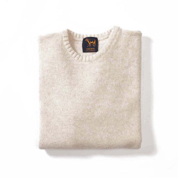 Lambswool molted crew neck - Ecru clay