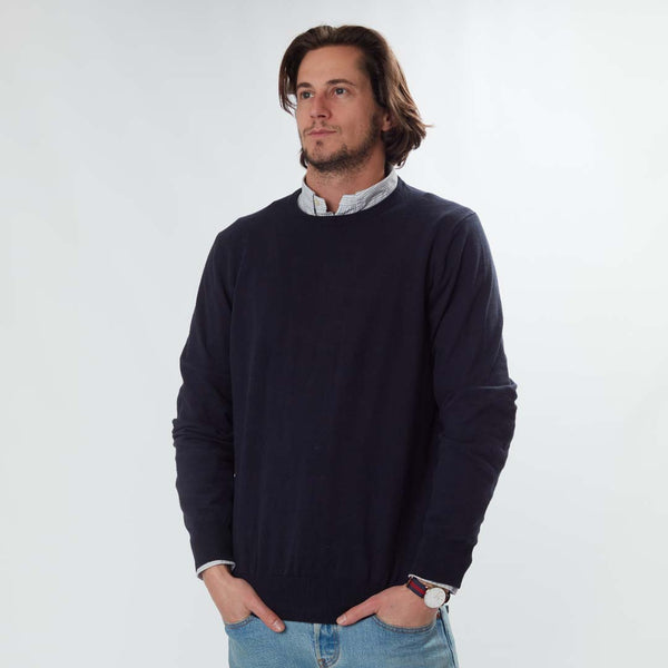 Cotton crew neck - Navy