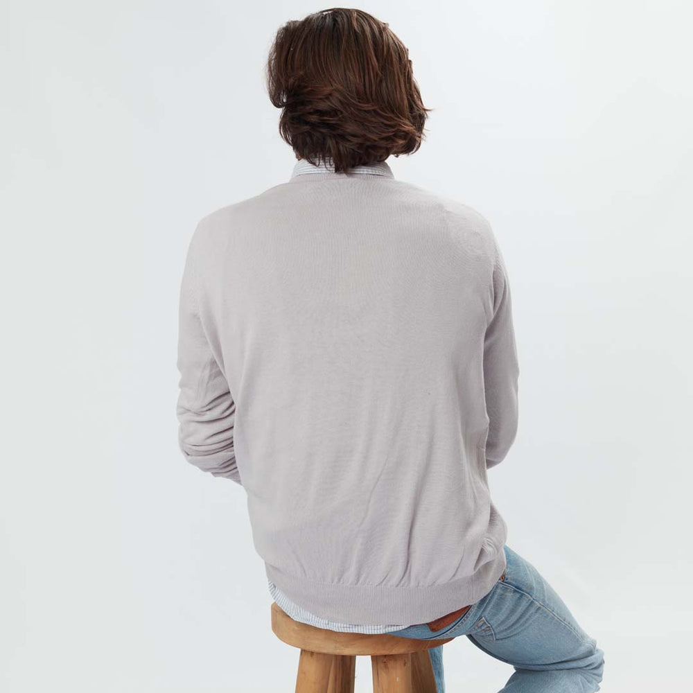 Cotton crew neck - Light grey old