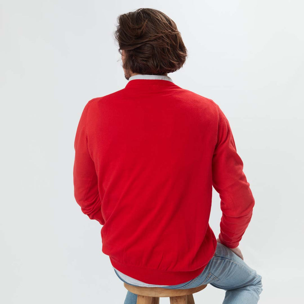 Cotton crew neck - Tartan Scarlet