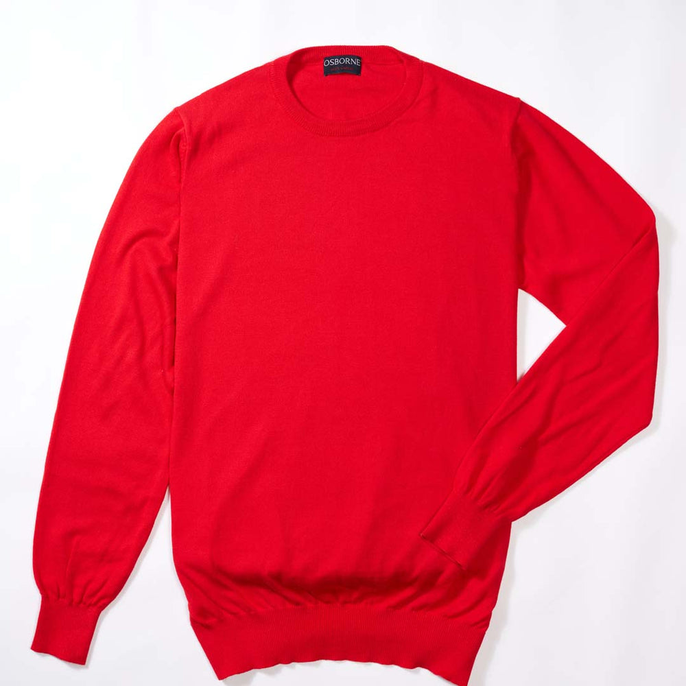 Cotton crew neck - Tartan Scarlet