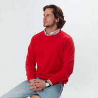 Cotton crew neck - Tartan Scarlet