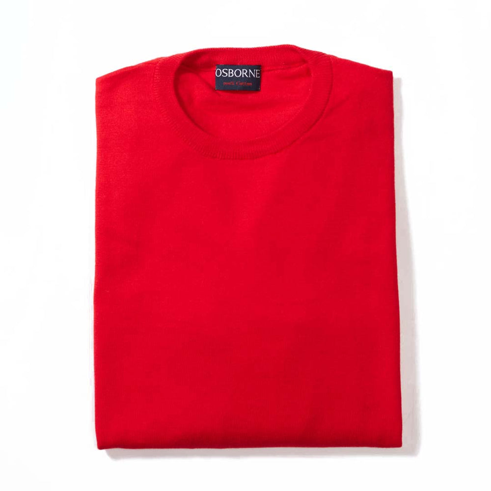 Cotton crew neck - Tartan Scarlet