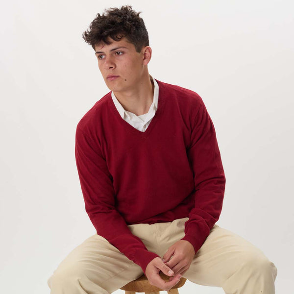 Cotton V-neck - Bordeaux