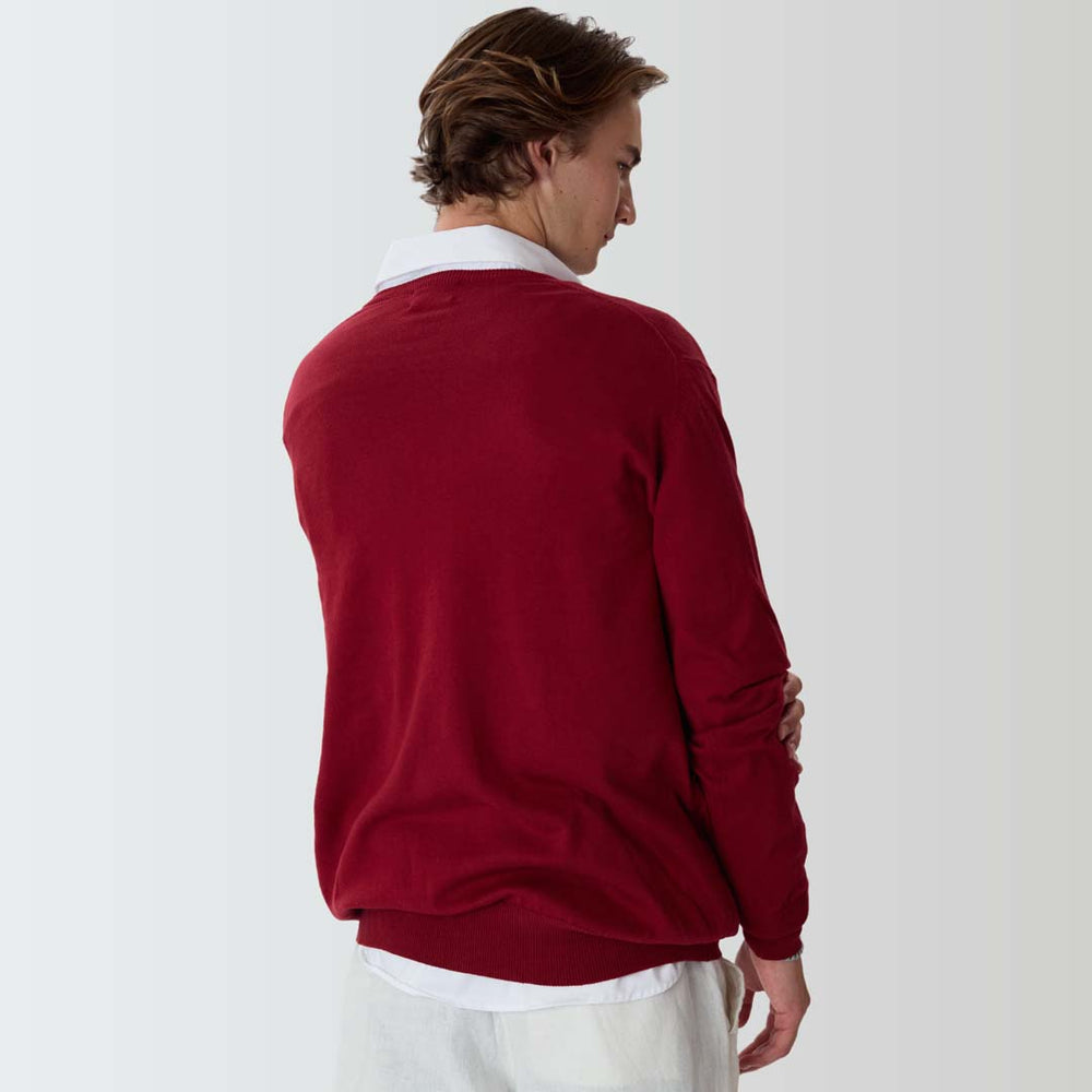 Cotton V-neck - Bordeaux