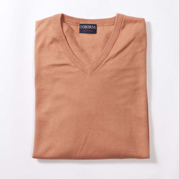 Cotton V-neck - Camel