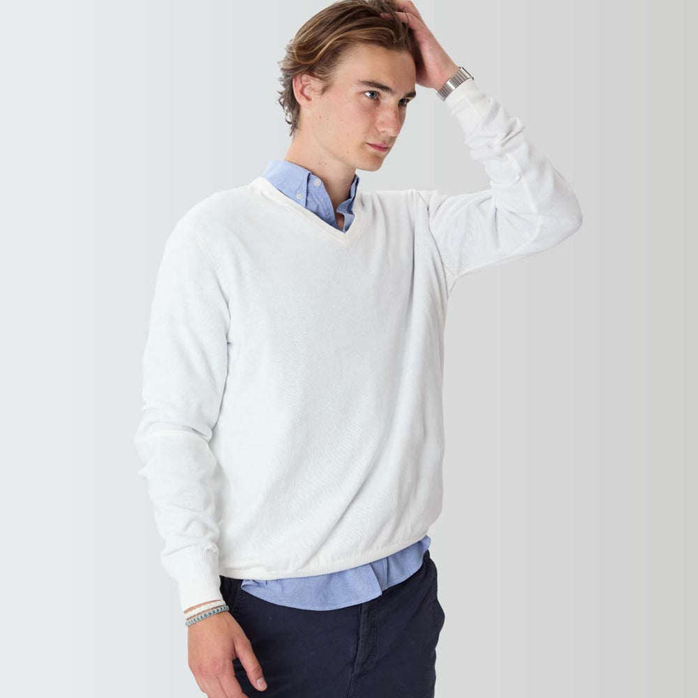 Cotton V-neck - Ecru
