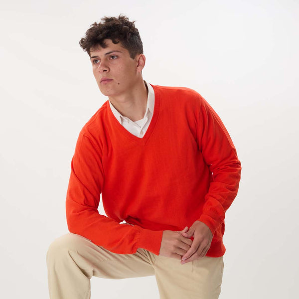 Cotton V-neck - Inferno