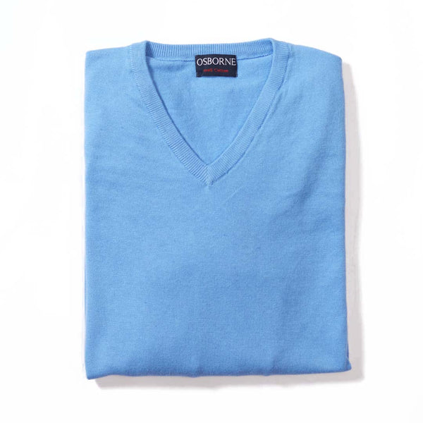Cotton V-neck - Light blue