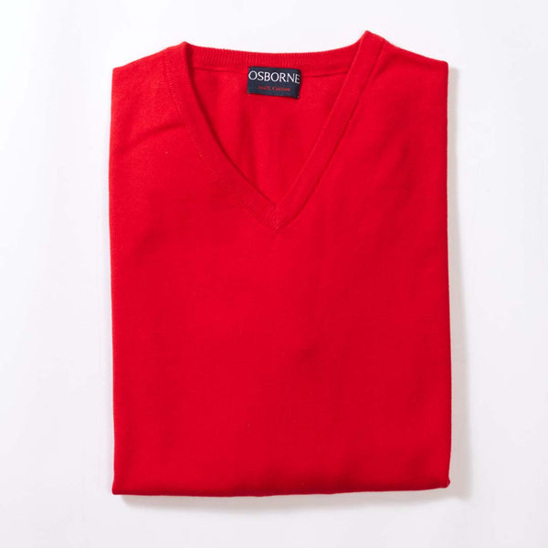 Cotone collo a V - Tartan Scarlet
