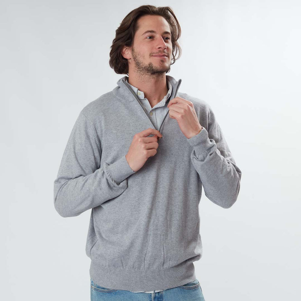 Cotton quarter zip - Light grey