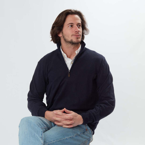 Cotton quarter zip - Navy