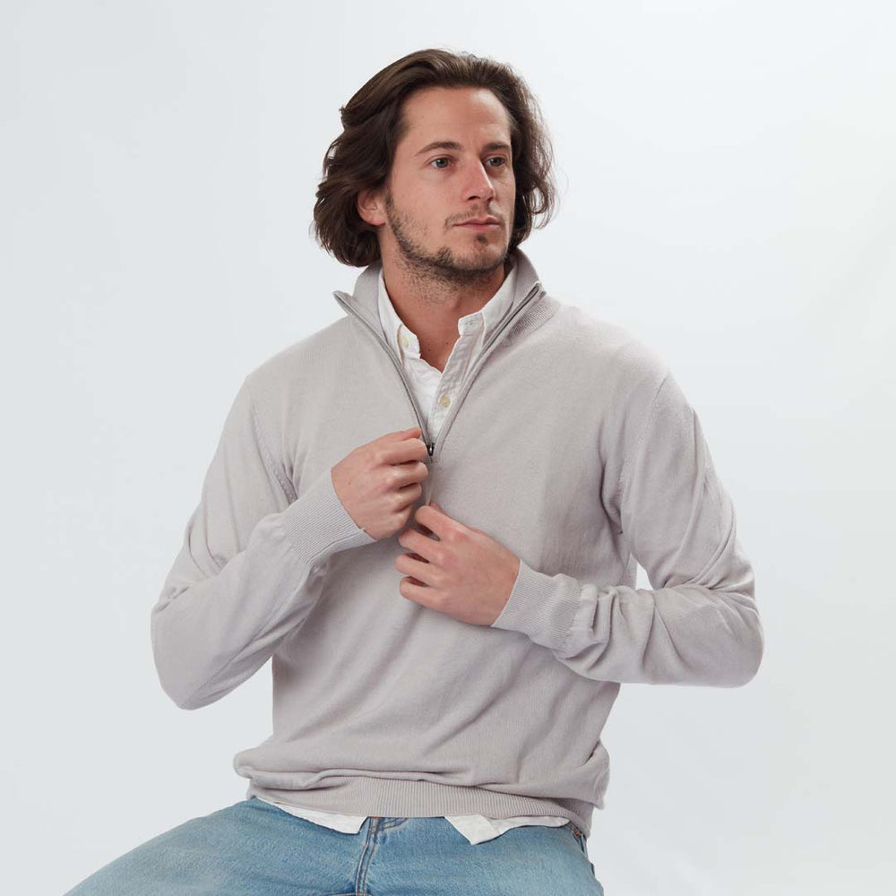 Cotton quarter zip - Light Grey 1