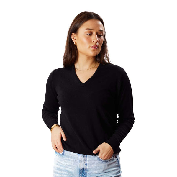 Lambswool V-neck women - Black