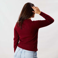 Lambswool V-neck women - Carmine