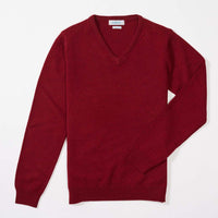 Lambswool V-neck women - Carmine