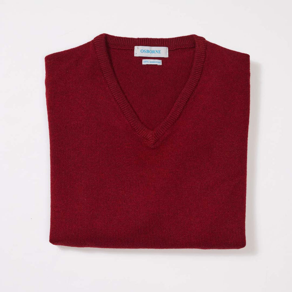 Lambswool V-neck women - Carmine