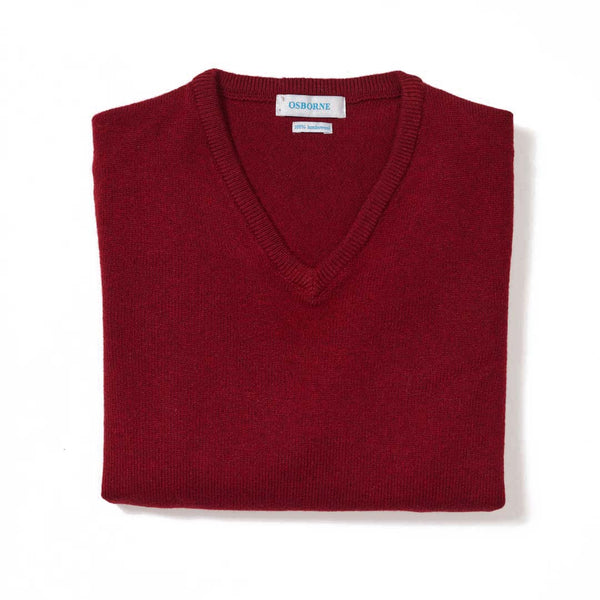 Lambswool V-neck women - Carmine
