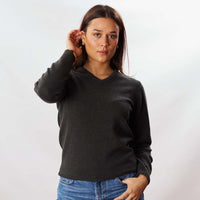 Lambswool V-neck women - Cocoa