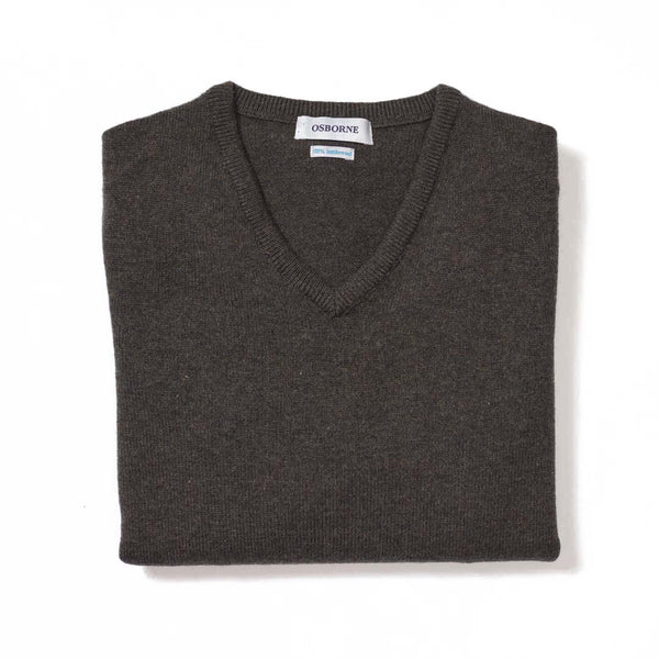 Lambswool V-neck women - Cocoa