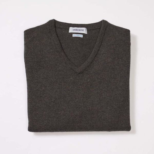 Lambswool V-neck women - Cocoa