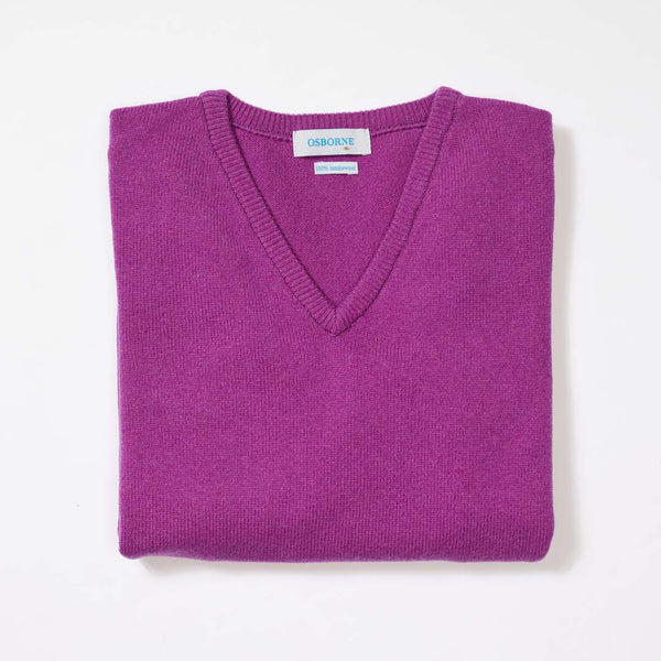 Lambswool V-neck women - Foxglove