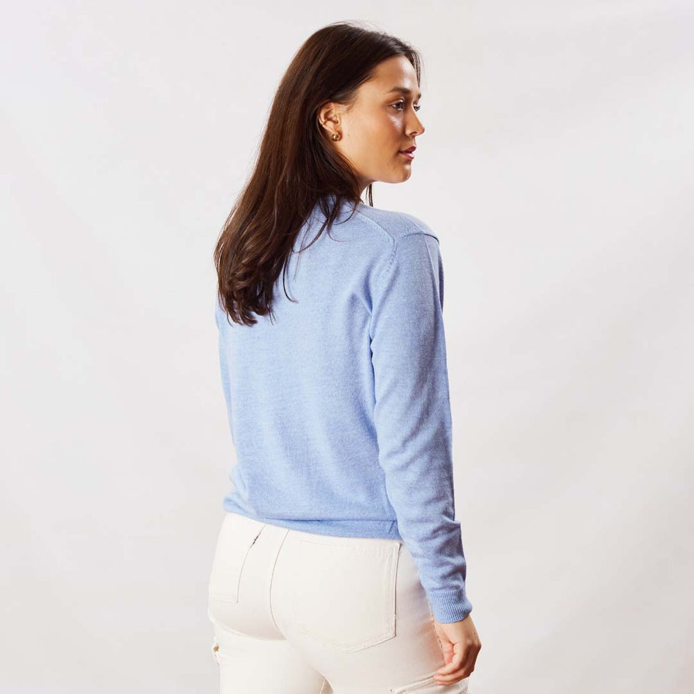 Lambswool V-neck women - Glacier