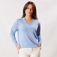 Lambswool V-neck women - Glacier