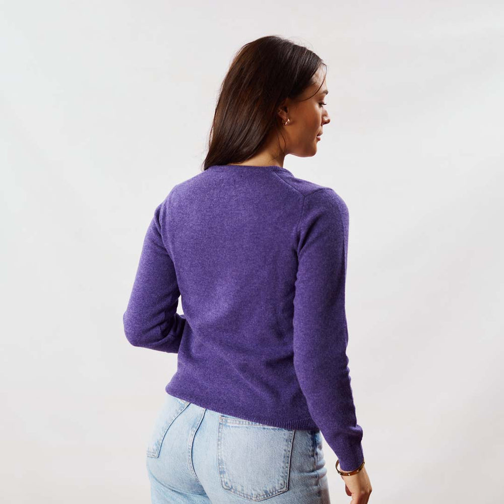 Lambswool V-neck women - Heliotrope