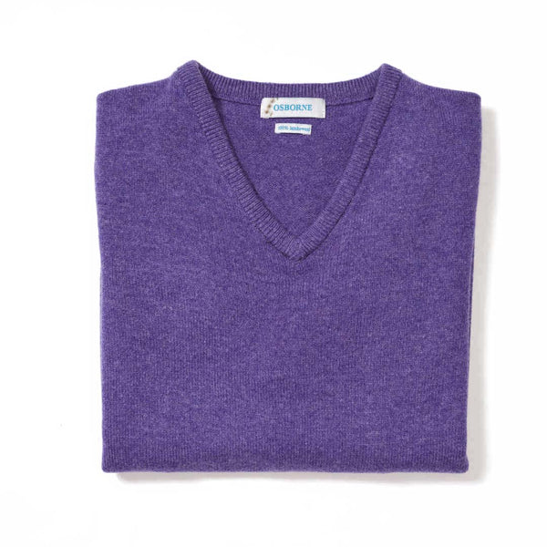 Lambswool V-neck women - Heliotrope