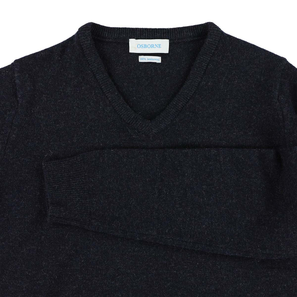 Lambswool V-neck women - Indigo Melange